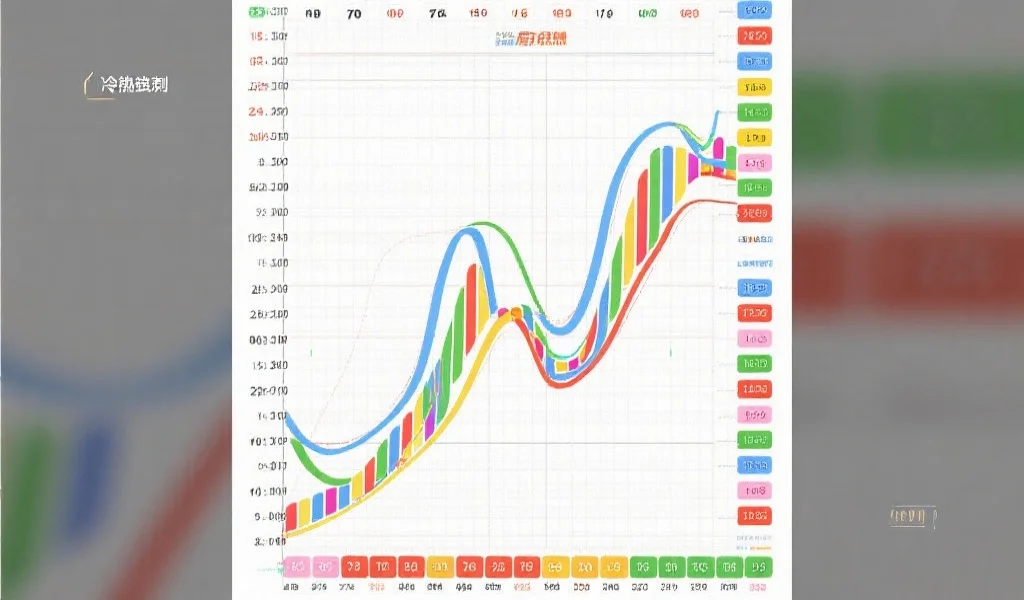 一张带有彩色曲线和数字标记的走势图，清晰展示号码走势和冷热分布，设计美观现代